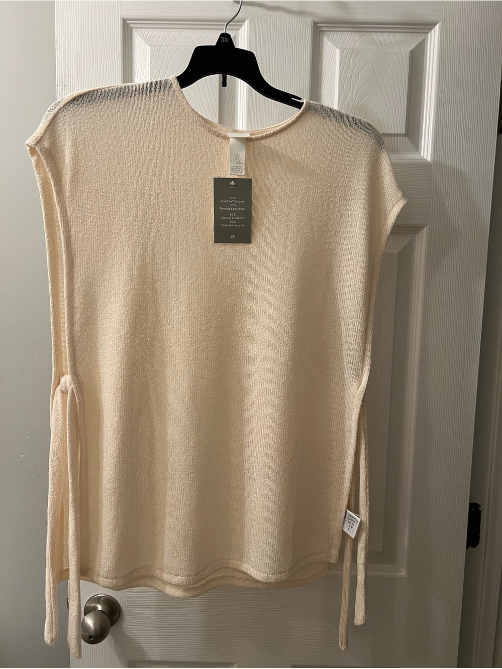 H&M Cream Tie-Side Short Sleeve Knit Tunic